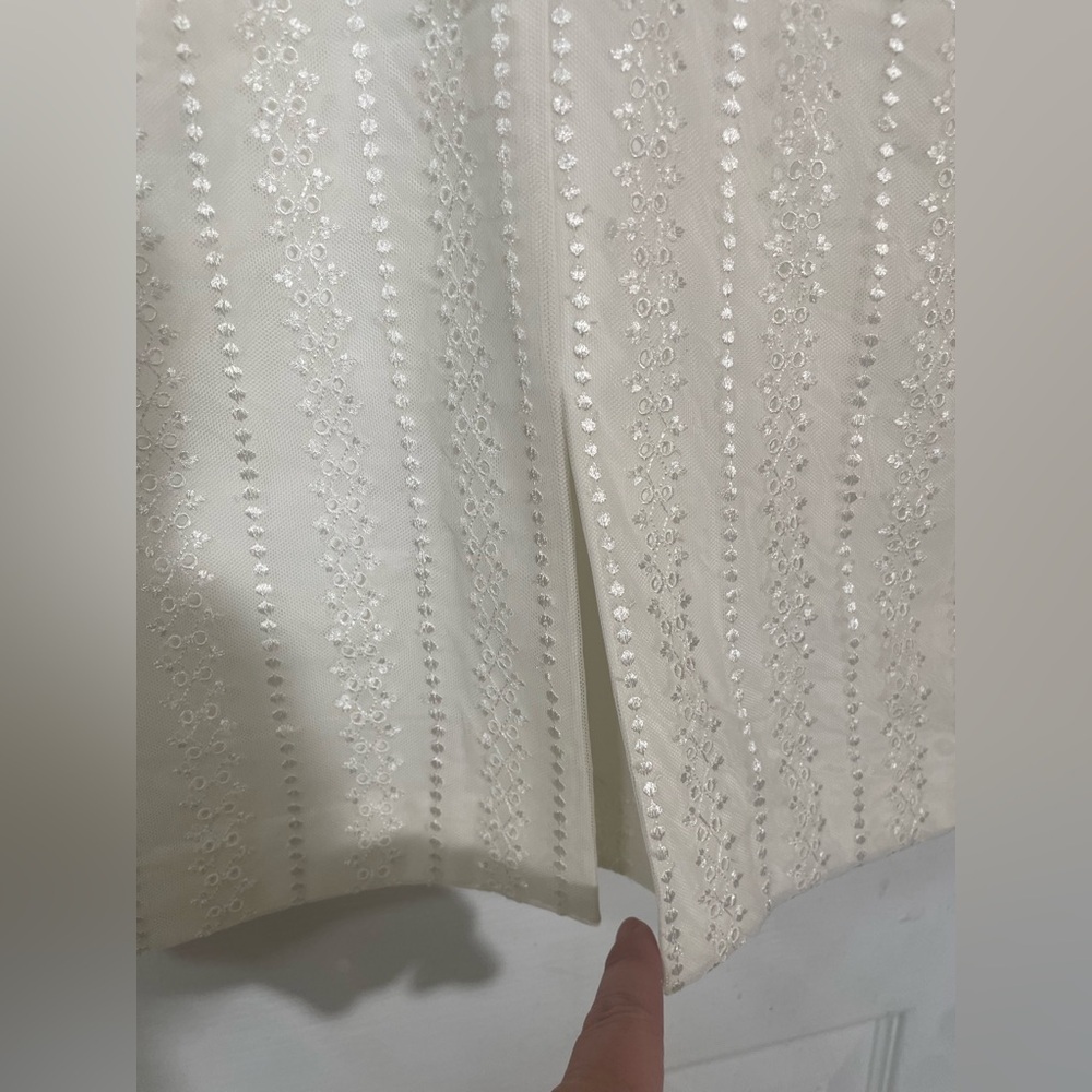 Sau Dress 6 Square Neck Long Lace Sleeve White Sheath Eyelet Bridal New NWT - Picture 10 of 16